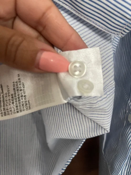 H&M Blue and White Pinstripe Button-Down Shirt - Picture 4 of 5